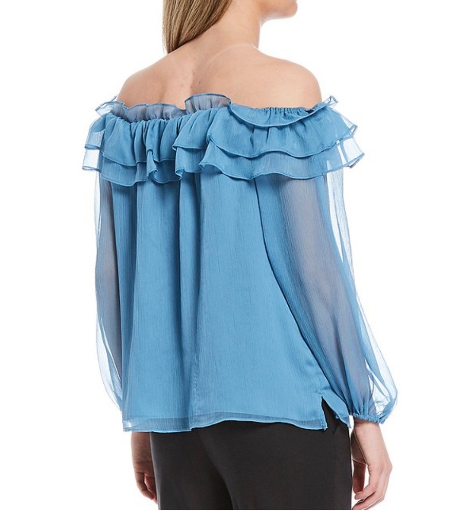 VINCE CAMUTO Long Sleeve Ruffle Off-the-Shoulder - Picture 3 of 4